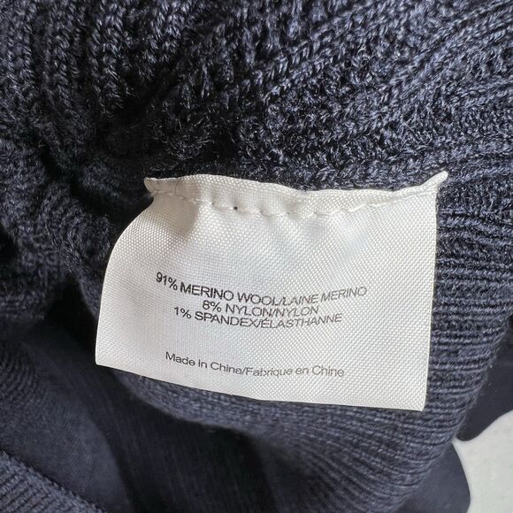 Tory Burch Marcia Button Down Cardigan Sweater Wool Navy Blue Women’s Large $395 - Picture 11 of 12